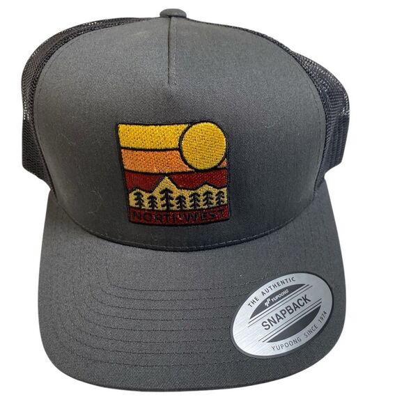 NWT Gray Trucker Hat Black Mesh Idaho/Northwest Sunset Snapback Cap - Picture 4 of 10